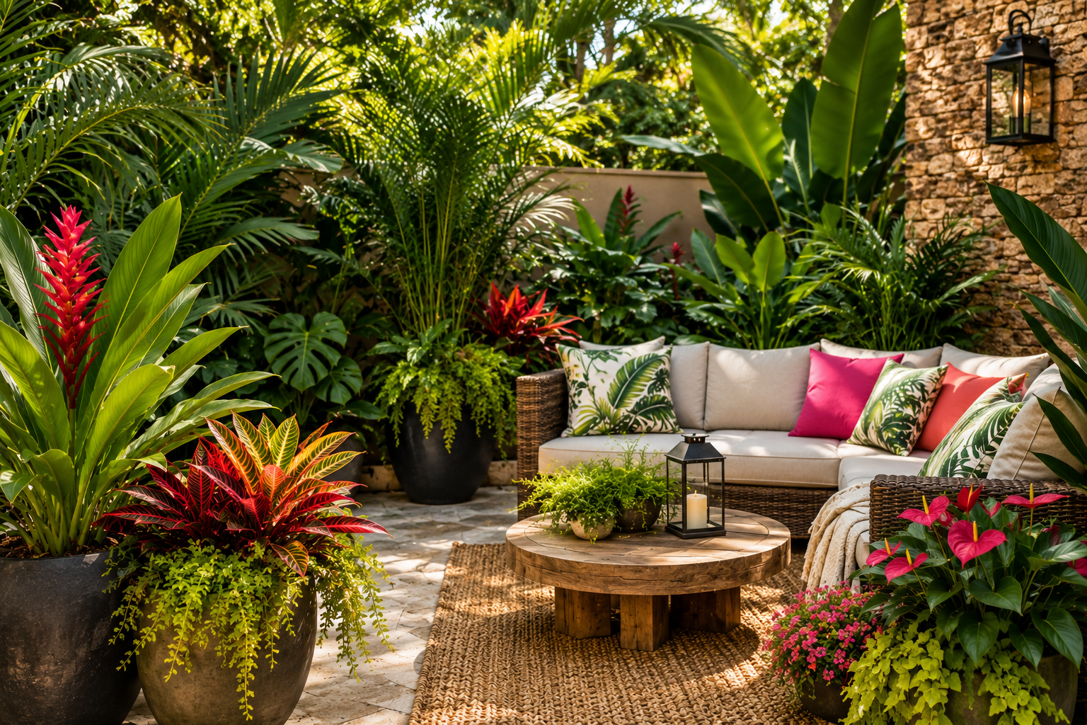 Outdoor Patio Plantscaping With Tropical Flair